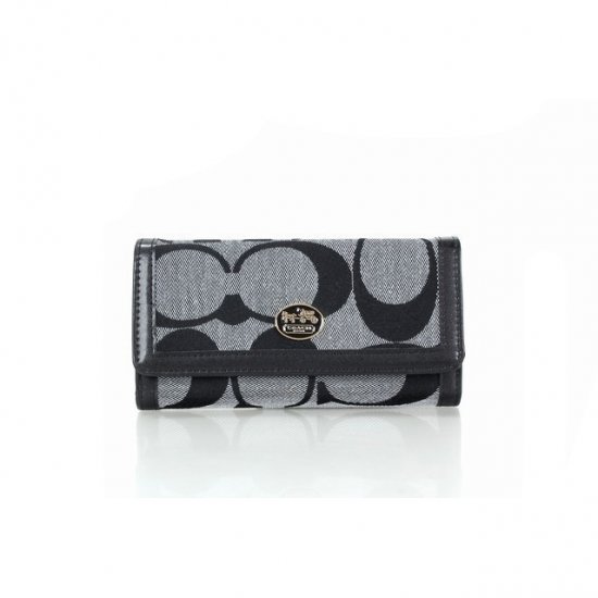 Coach Envelope Big Logo Small Grey Black Wallets FEY | Women